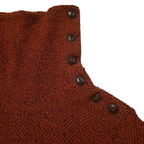 Merrell Orange Asymmetrical Button-up Turtleneck Longsleeve Sweater, Size S - Picture 3 of 10